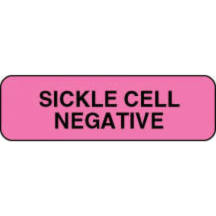 Label Paper Permanent Sickle Cell Negative 1 1/4" X 3/8" Fl. Pink 1000 Per Roll