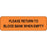 Label Paper Permanent Please Return To 2 7/8" X 7/8" Fl. Orange 1000 Per Roll