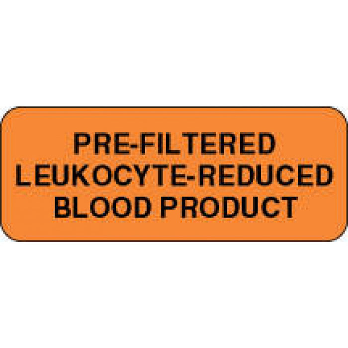 Label Paper Permanent Pre-Filtered Leukocyte 2 1/4" X 7/8" Fl. Orange 1000 Per Roll