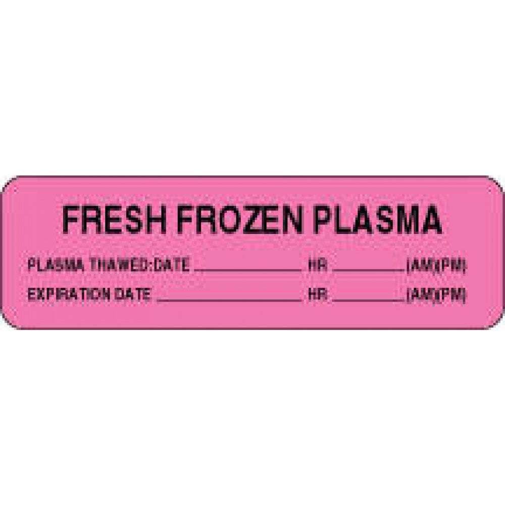 Label Paper Permanent Fresh Frozen Plasma 2 7/8" X 7/8" Fl. Pink 1000 Per Roll