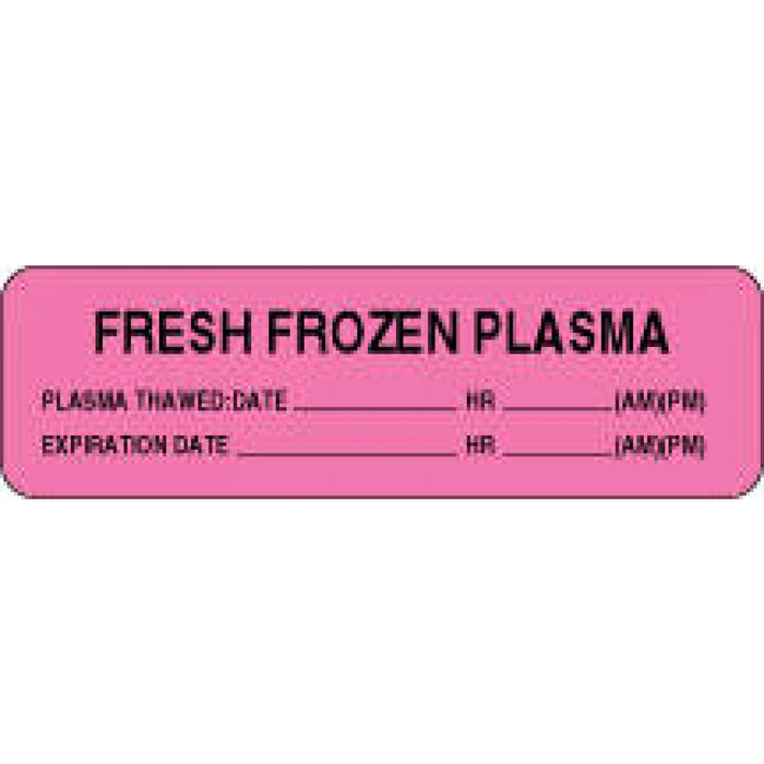 Label Paper Permanent Fresh Frozen Plasma 2 7/8" X 7/8" Fl. Pink 1000 Per Roll