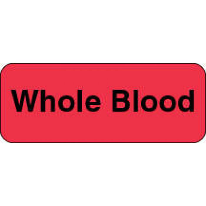 Label Paper Permanent Whole Blood 2 1/4" X 7/8" Fl. Red 1000 Per Roll