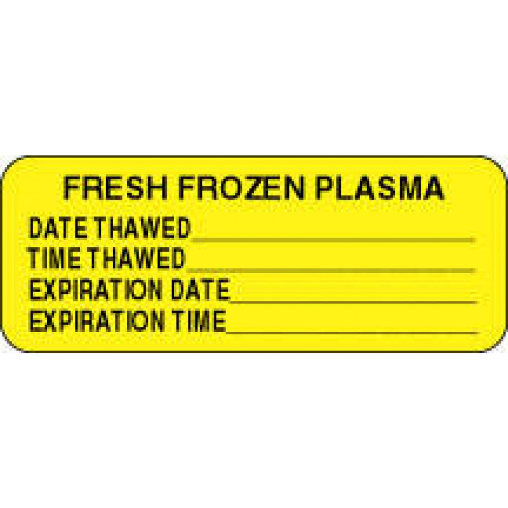 Label Paper Permanent Fresh Frozen Plasma 2 1/4" X 7/8" Fl. Yellow 1000 Per Roll