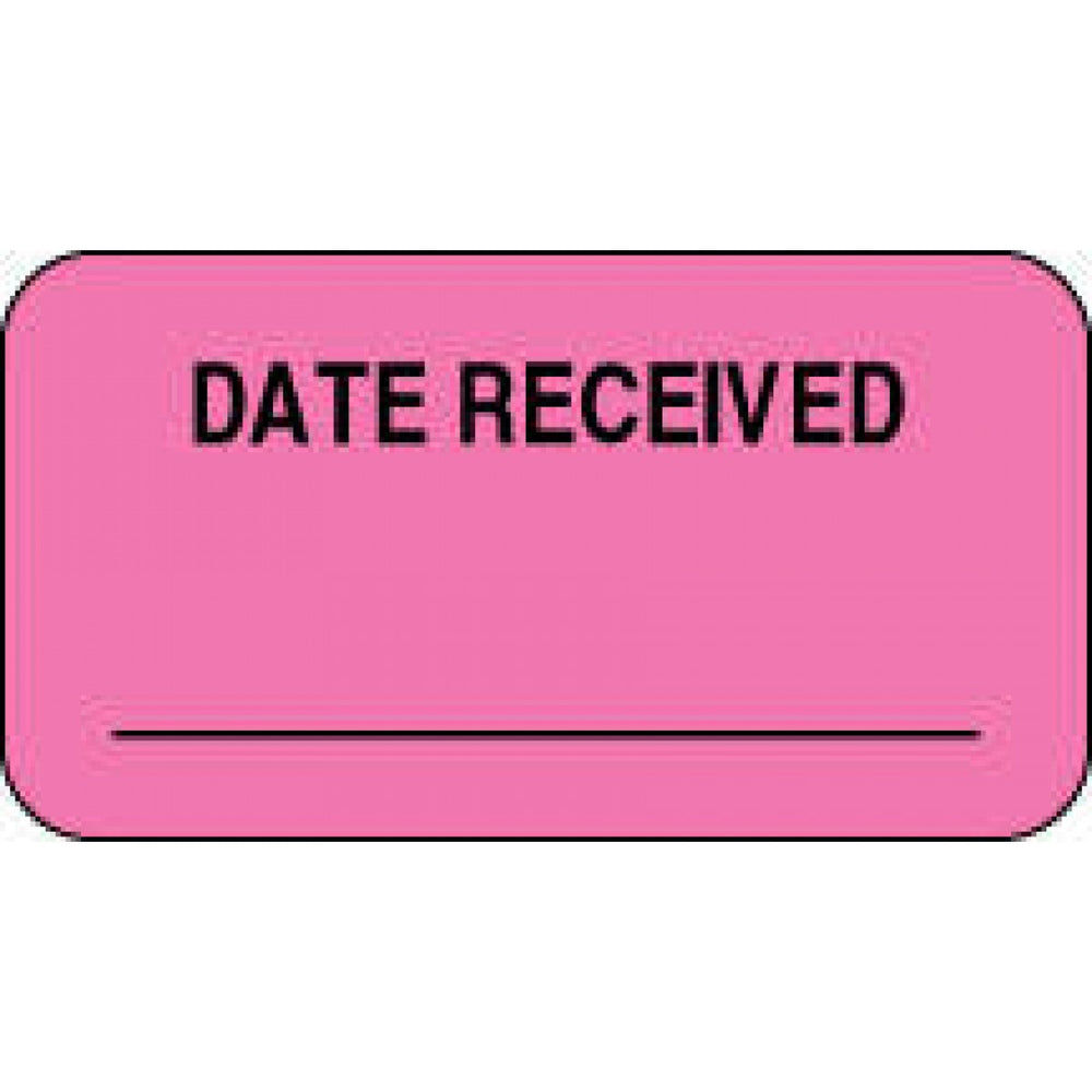 Label Paper Permanent Date Received 1 5/8" X 7/8" Fl. Pink 1000 Per Roll