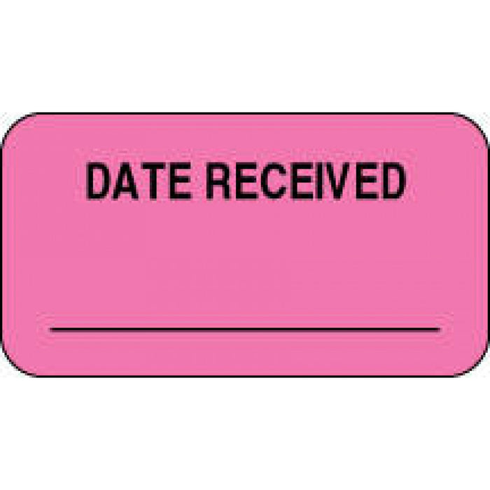 Label Paper Permanent Date Received 1 5/8" X 7/8" Fl. Pink 1000 Per Roll