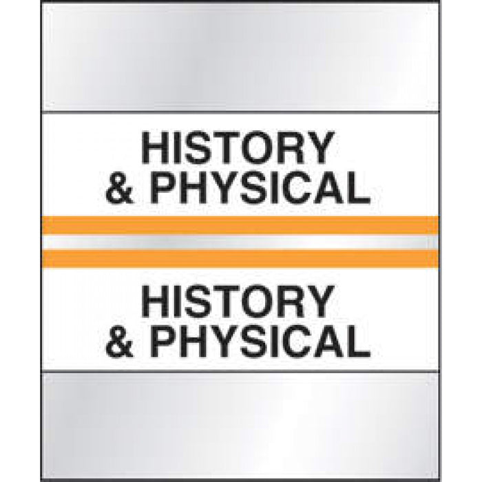 Chart Tab Paper History & Physical 1 1/4" X 1 1/2" Orange 100 Per Package