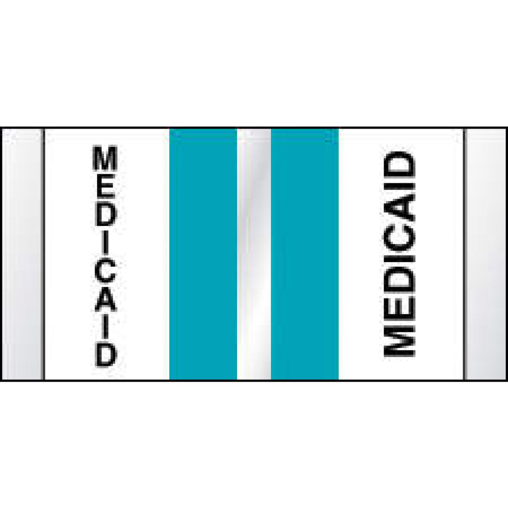 Chart Tab Paper Medicaid Medicaid 1 1/2" X 3/4" Teal 108 Per Package