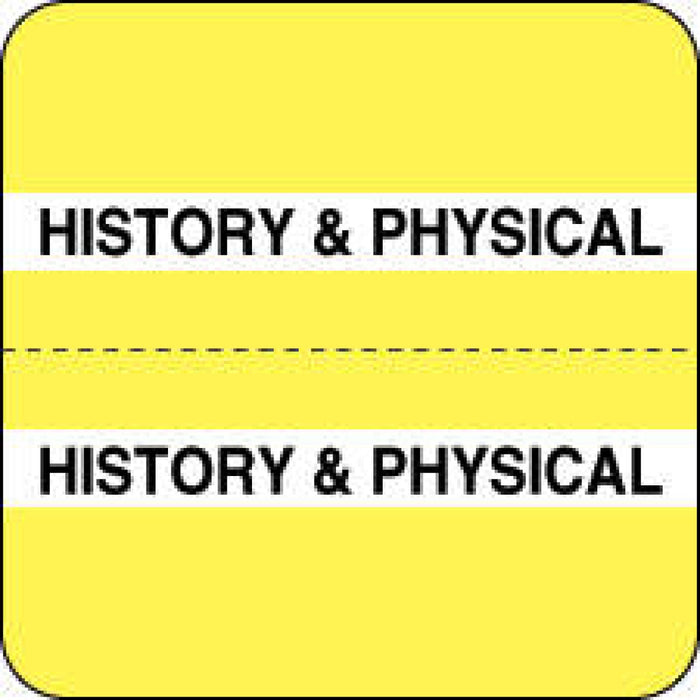 Chart Tab Paper History & Physical 1 1/2" X 1 1/2" Yellow 100 Per Roll