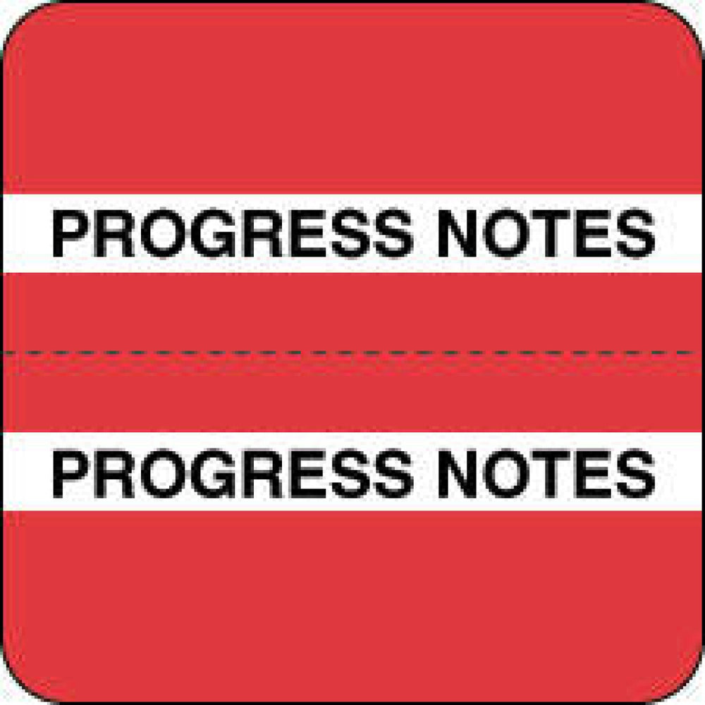 Chart Tab Paper Progress Notes 1 1/2" X 1 1/2" Red 100 Per Roll