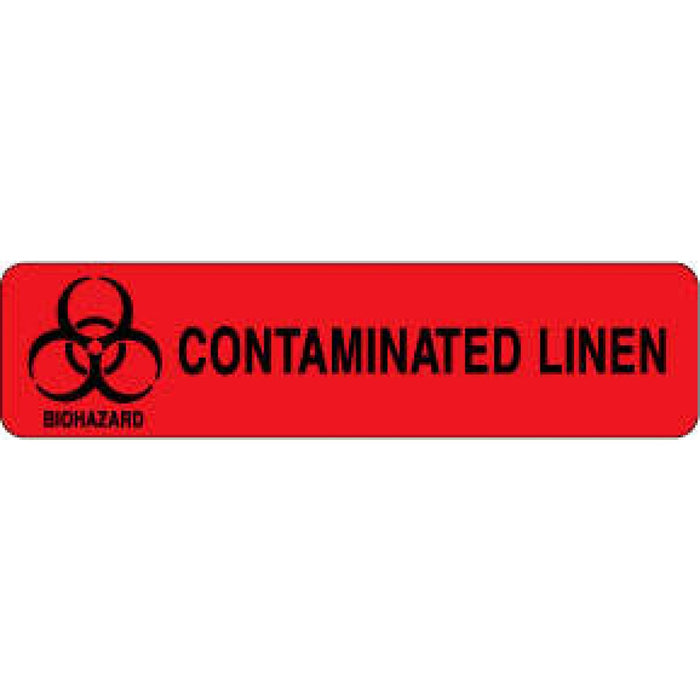 Label Paper Permanent Biohazard Contaminated 4" X 1" Fl. Red 500 Per Roll