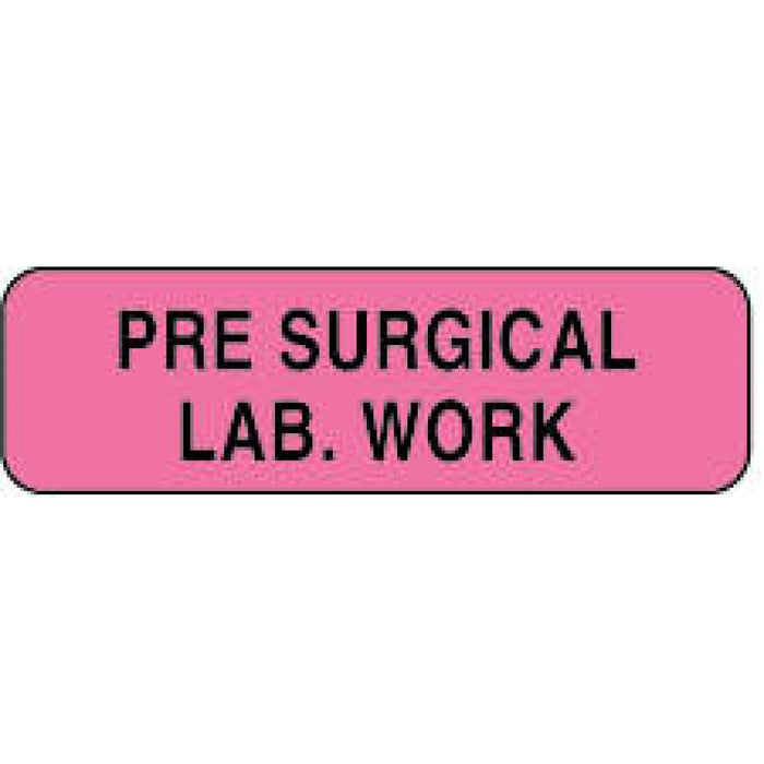 Label Paper Permanent Pre Surgical Lab. 1 1/4" X 3/8" Fl. Pink 1000 Per Roll