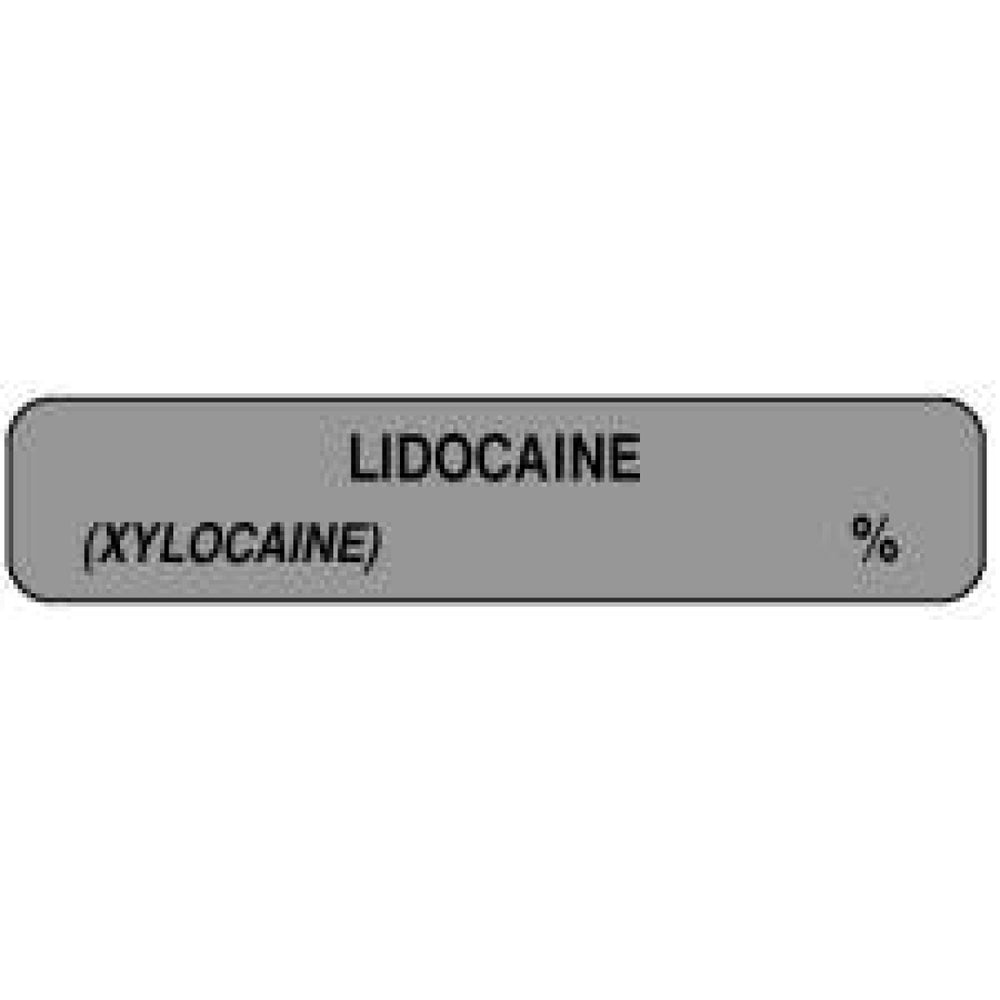 Anesthesia Label Paper Permanent Lidocaine (Xylocaine) 1 1/2" X 1/3" Gray 1000 Per Roll