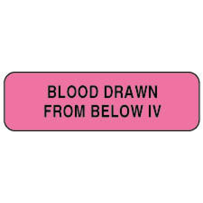 Label Paper Permanent Blood Drawn From 1 1/4" X 3/8" Fl. Pink 1000 Per Roll