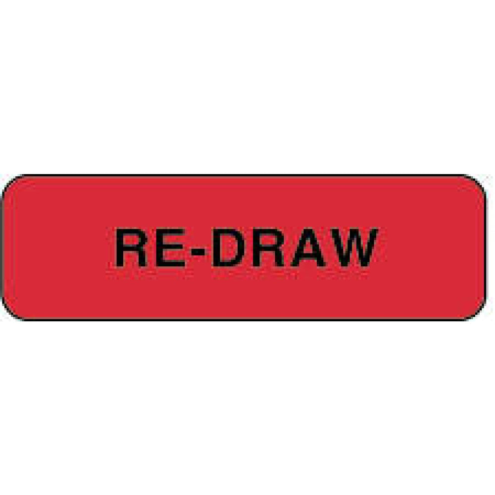 Label Paper Permanent Re-Draw 1 1/4" X 3/8" Fl. Red 1000 Per Roll