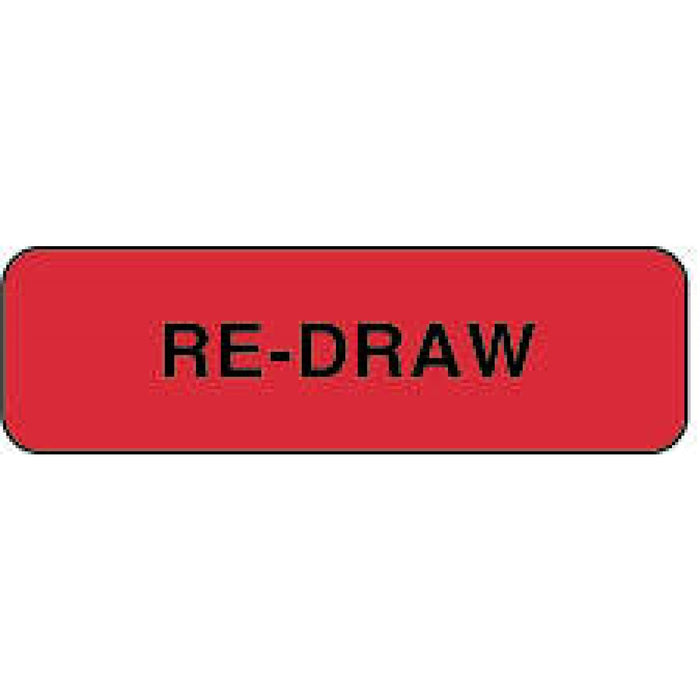 Label Paper Permanent Re-Draw 1 1/4" X 3/8" Fl. Red 1000 Per Roll