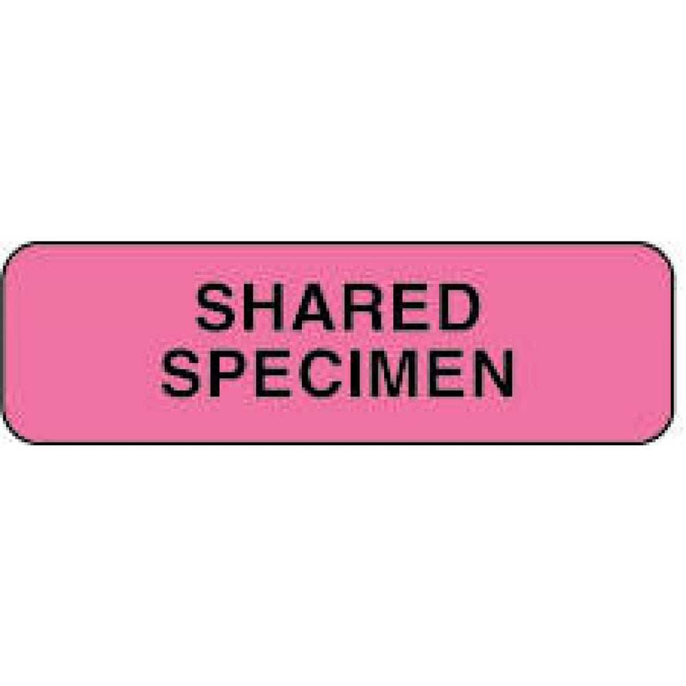 Label Paper Permanent Shared Specimen 1 1/4" X 3/8" Fl. Pink 1000 Per Roll