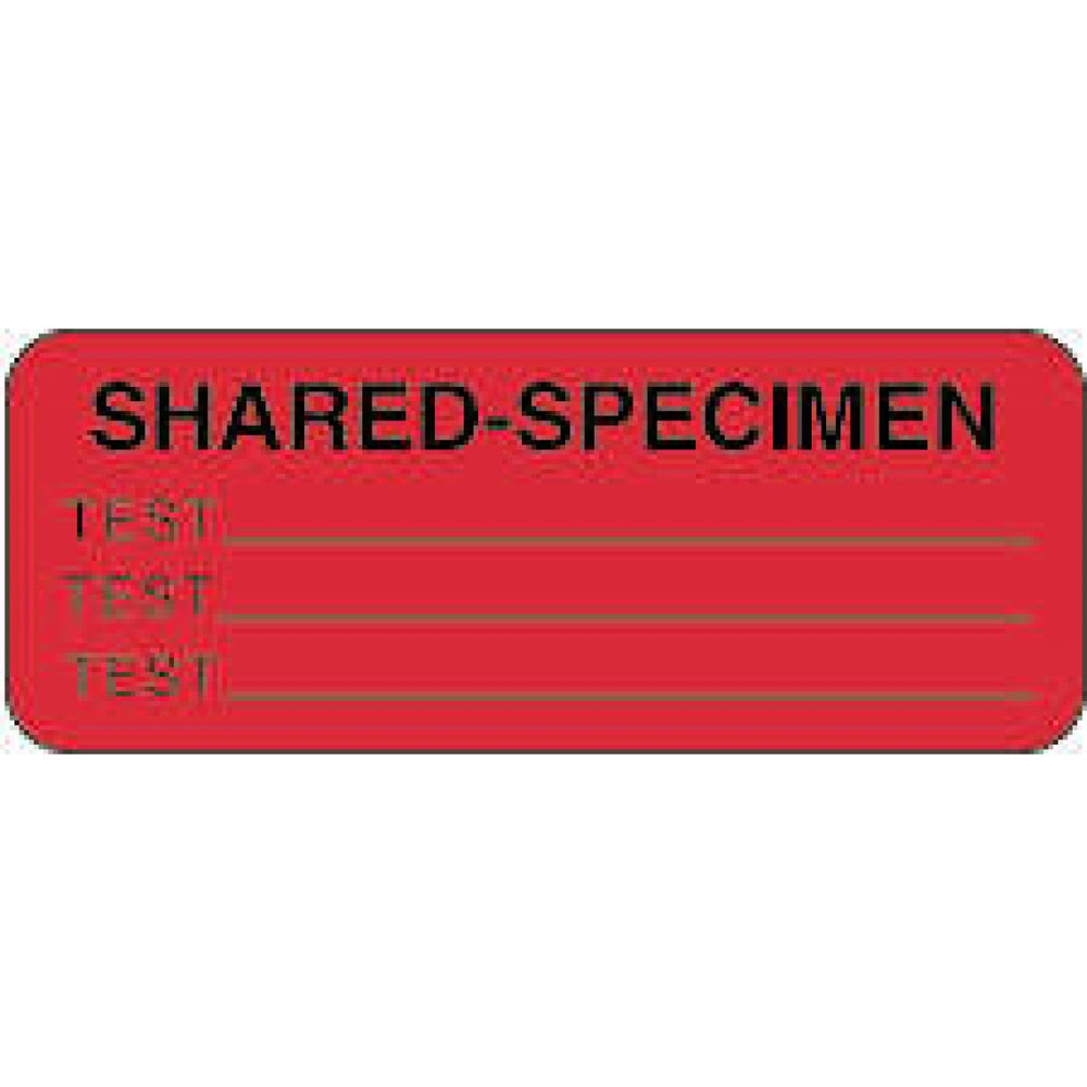 Label Paper Permanent Shared-Specimen 2 1/4" X 7/8" Fl. Red 1000 Per Roll