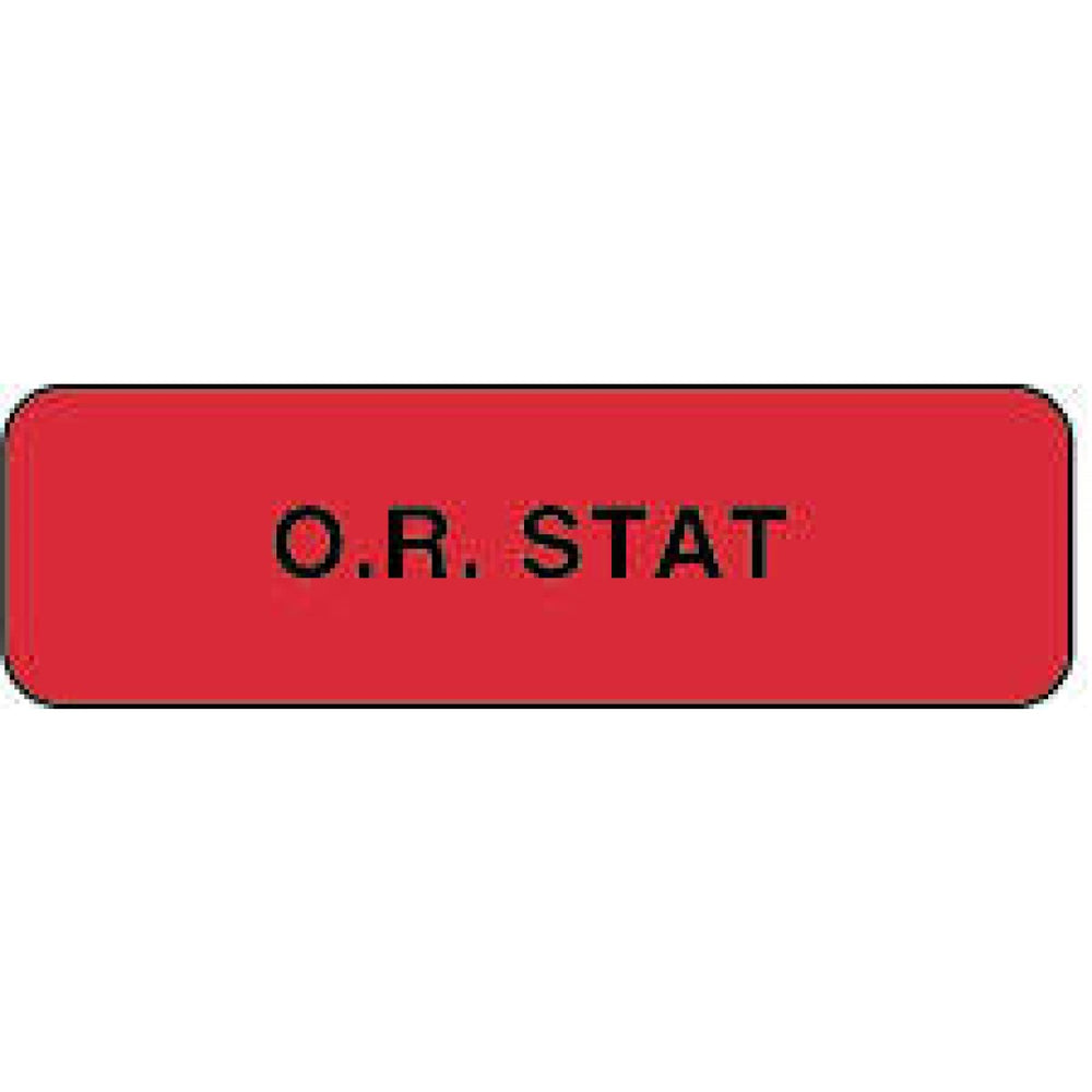 Label Paper Permanent O.R. Stat 1 1/4" X 3/8" Fl. Red 1000 Per Roll