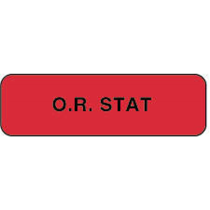 Label Paper Permanent O.R. Stat 1 1/4" X 3/8" Fl. Red 1000 Per Roll