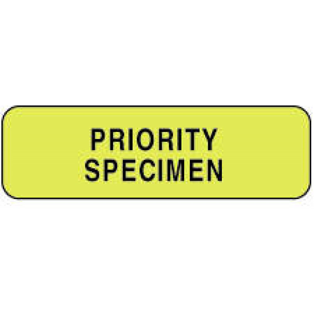 Label Paper Permanent Priority Specimen 1 1/4" X 3/8" Fl. Yellow 1000 Per Roll