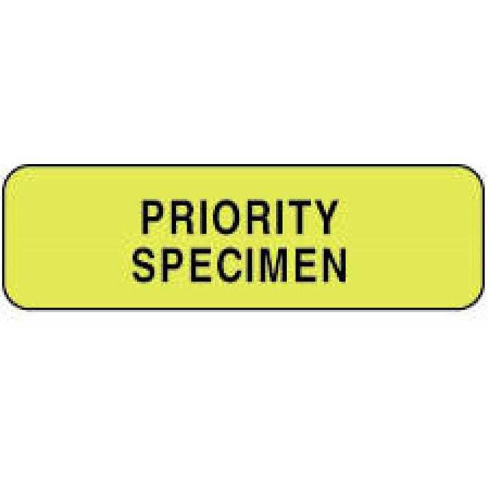 Label Paper Permanent Priority Specimen 1 1/4" X 3/8" Fl. Yellow 1000 Per Roll