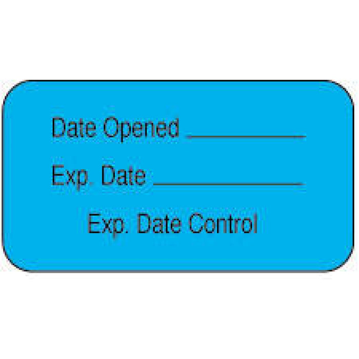 Label Paper Permanent Date Opened ___ 1 5/8" X 7/8" Blue 1000 Per Roll