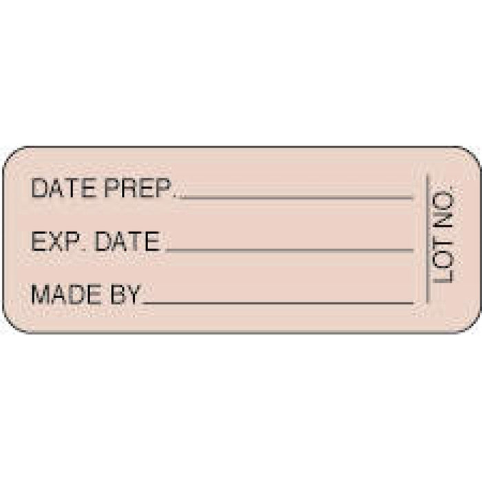 Label Paper Permanent Date Prep. ___ 2 1/4" X 7/8" Tan 1000 Per Roll