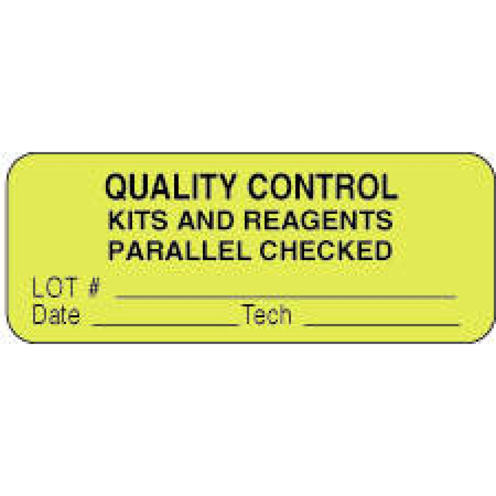 Label Paper Permanent Quality Control Kits 2 1/4" X 7/8" Fl. Yellow 1000 Per Roll