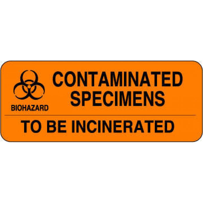 Label Paper Permanent Biohazard Contaminated 5" X 2" Fl. Orange 250 Per Roll