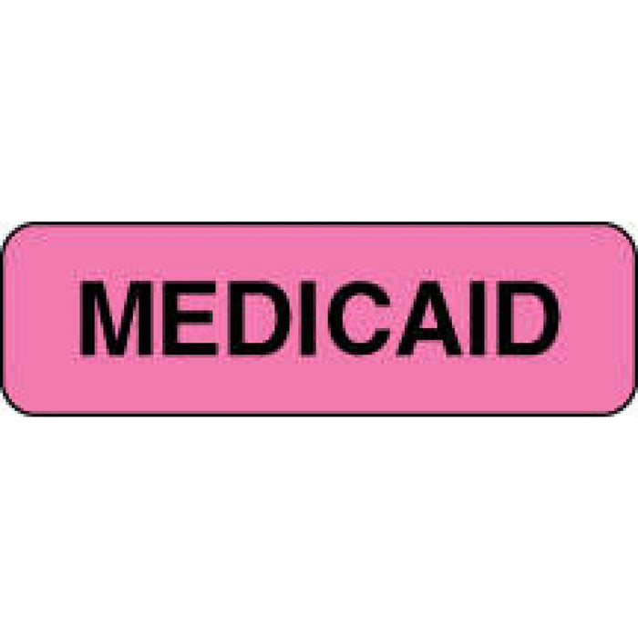 Label Paper Permanent Medicaid 1 1/4" X 3/8" Fl. Pink 1000 Per Roll