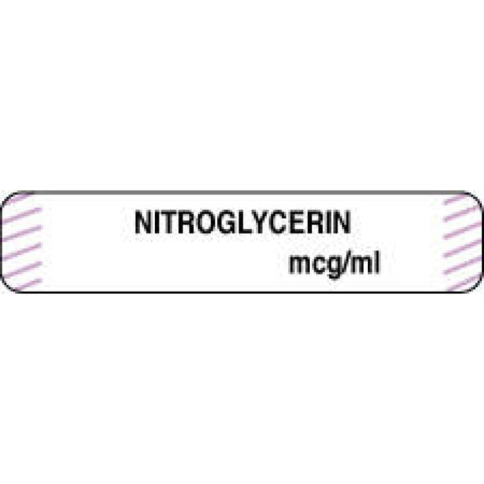 Anesthesia Label Paper Permanent Nitroglycerine 1 1/2" X 1/3" White With Violet 1000 Per Roll