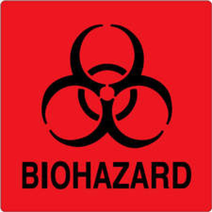 Label Paper Permanent Biohazard 6" X 6 Fl. Red 50 Per Package