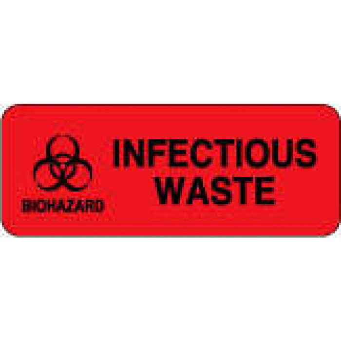 Label Paper Permanent Biohazard Infectious 2 1/4" X 7/8" Fl. Red 1000 Per Roll