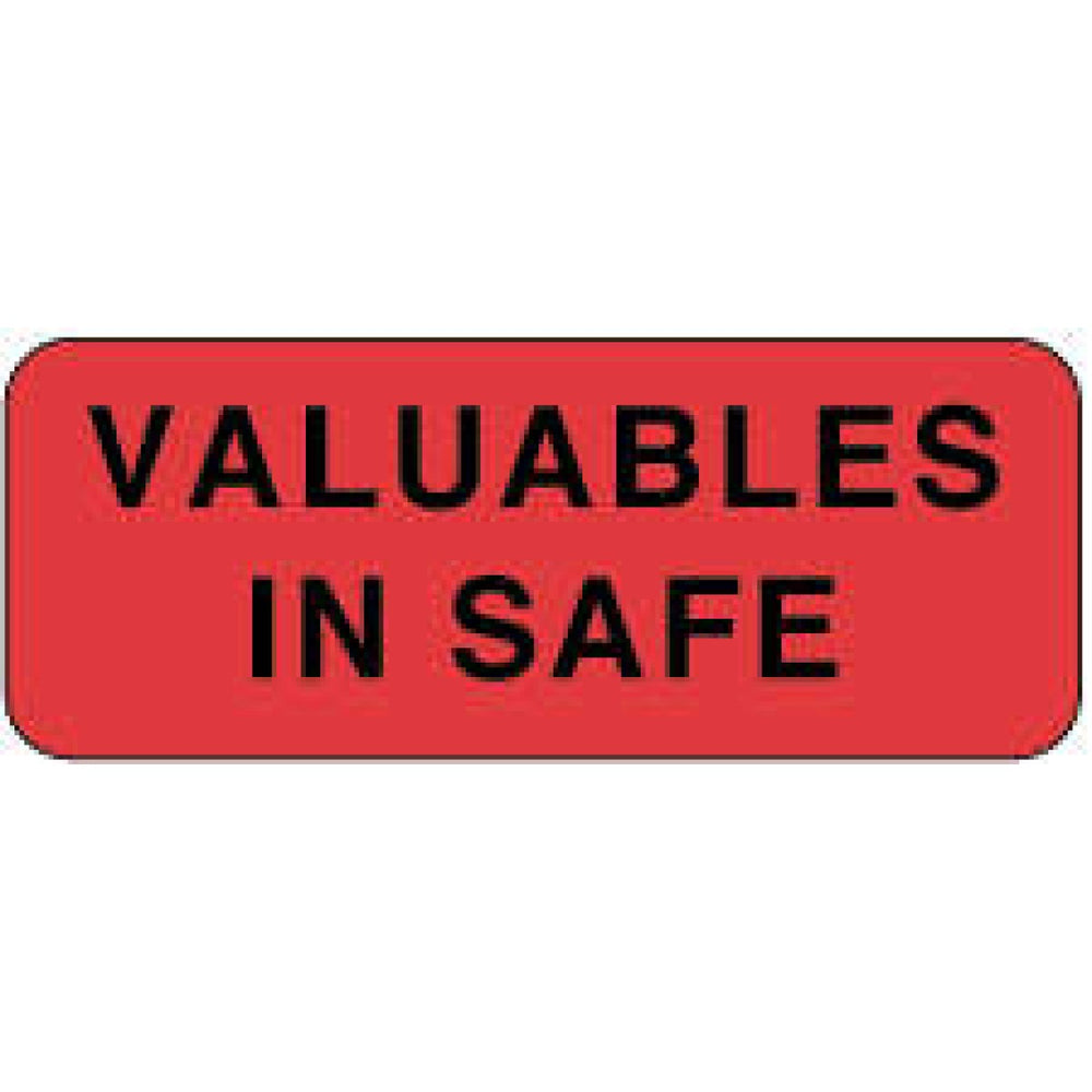 Label Paper Permanent Valuables In Safe 2 1/4" X 7/8" Fl. Red 1000 Per Roll