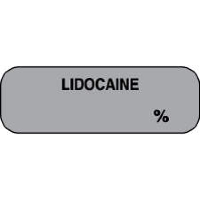 Anesthesia Label Paper Permanent Lidocaine % 1 1/2" X 1/2" Gray 1000 Per Roll