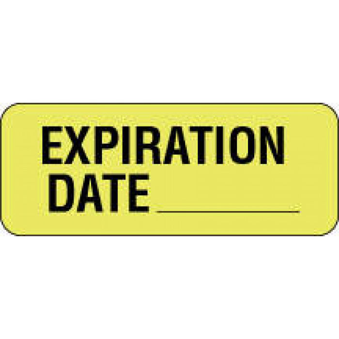 Label Paper Removable Expiration Date 2 1/4" X 7/8" Fl. Yellow 1000 Per Roll