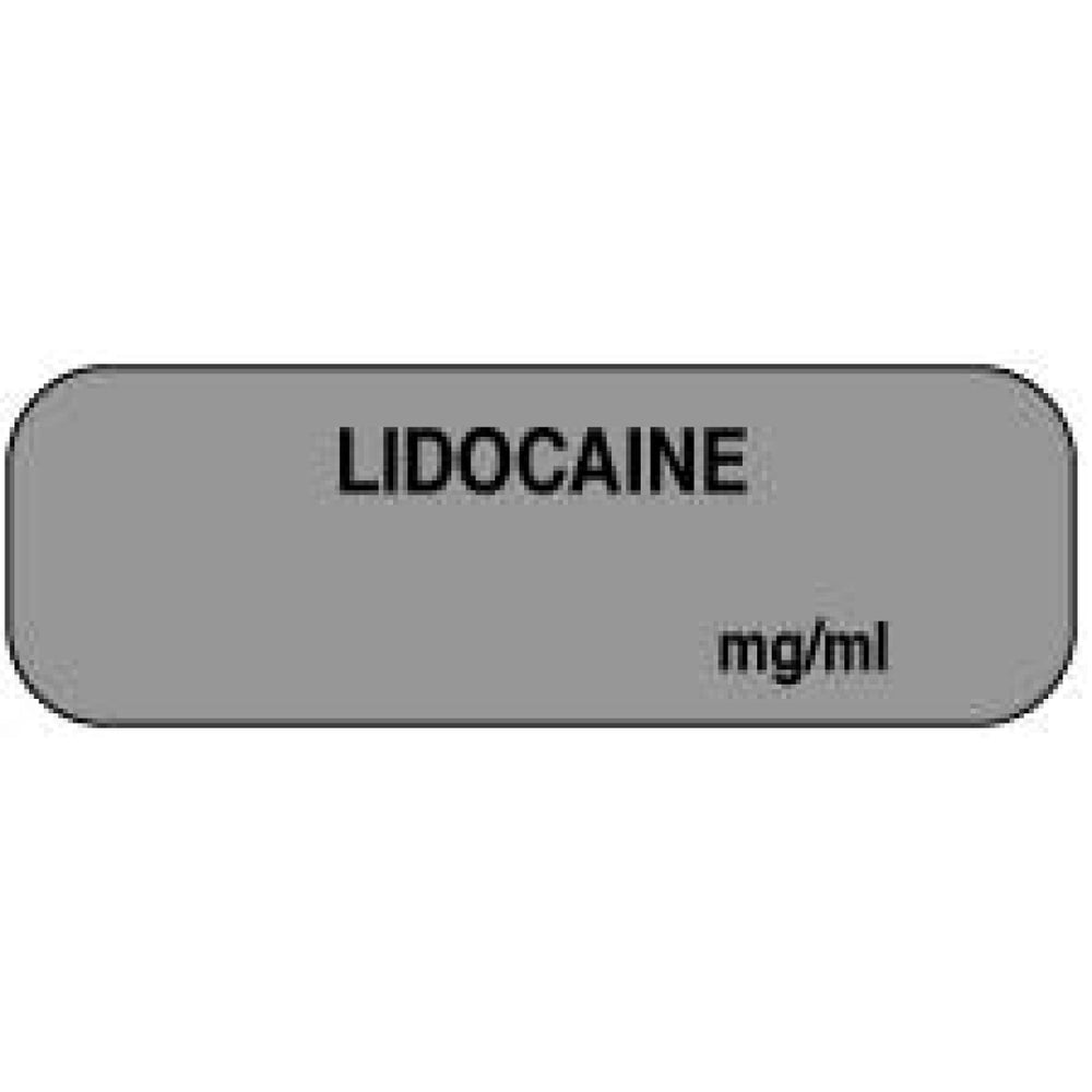 Anesthesia Label Paper Permanent Lidocaine Mg/Ml 1 1/2" X 1/2" Gray 1000 Per Roll