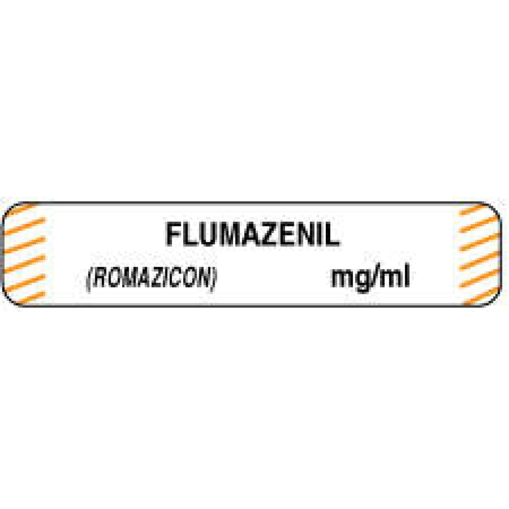 Anesthesia Label Paper Permanent Flumazenil (Romazicon) 1 1/2" X 1/3" White With Orange 1000 Per Roll