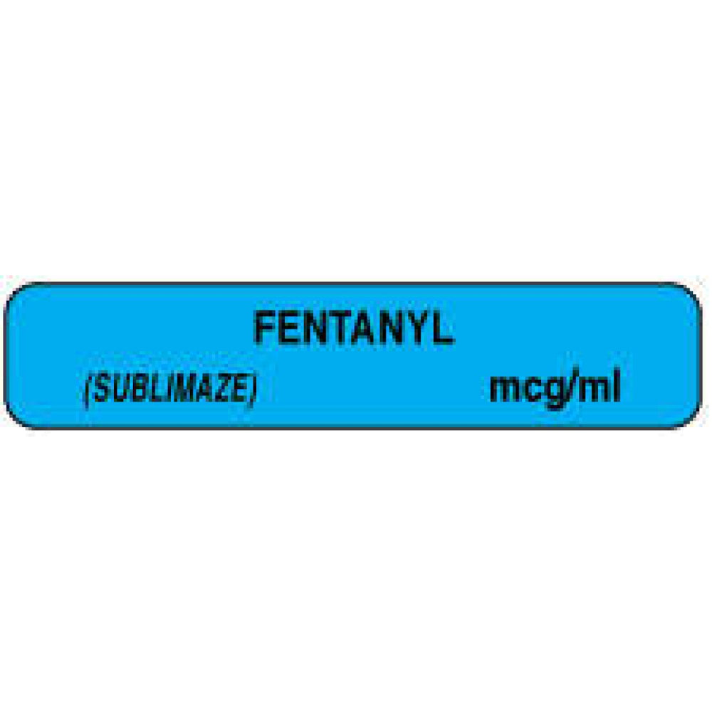 Anesthesia Label Paper Permanent Fentanyl (Sublimaze) 1 1/2" X 1/3" Blue 1000 Per Roll