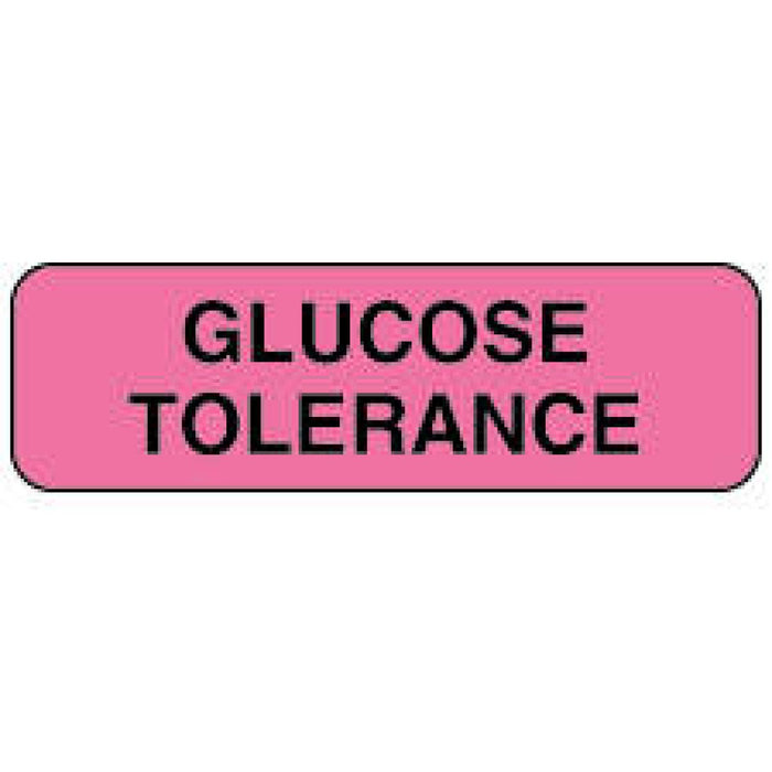 Label Paper Permanent Glucose Tolerance 1 1/4" X 3/8" Fl. Pink 1000 Per Roll