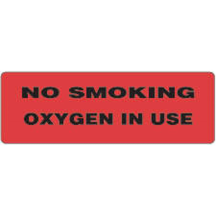 Label Paper Permanent No Smoking Oxygen 1 1/2" Core 6" X 2 Fl. Red 250 Per Roll