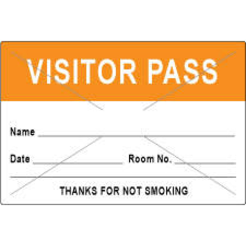 Visitor Pass Label Tamper-Evident Paper Removable Visitor Pass Name 3" Core 3 X 2" Orange 1000 Per Roll