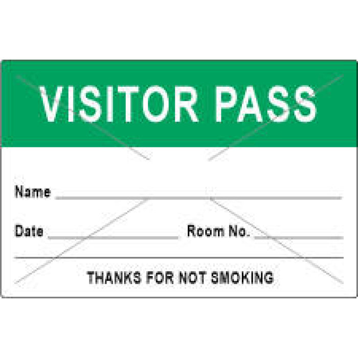 Visitor Pass Label Tamper-Evident Paper Removable Visitor Pass Name 3" Core 3 X 2" Light Green 1000 Per Roll