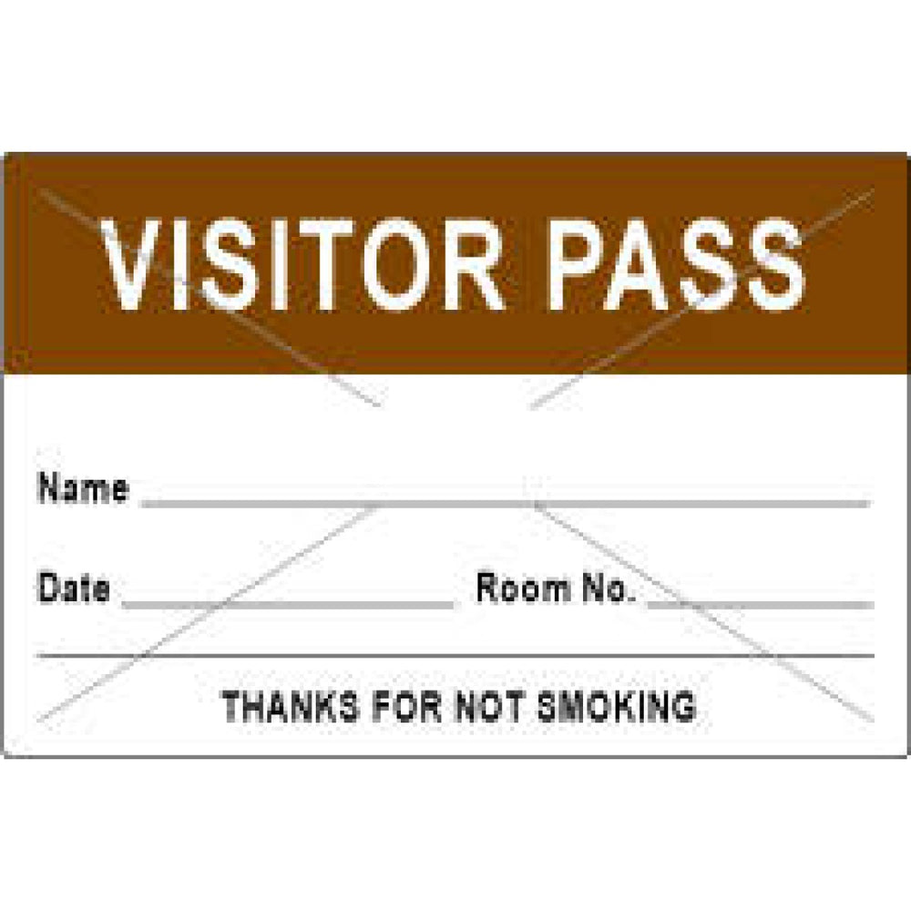 Visitor Pass Label Tamper-Evident Paper Removable Visitor Pass Name 3" Core 3 X 2" Brown 1000 Per Roll