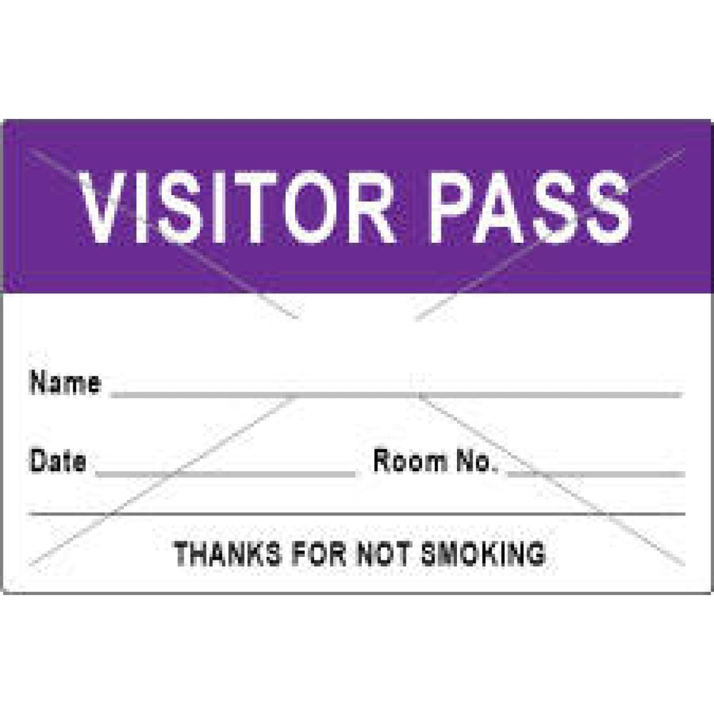 Visitor Pass Label Tamper-Evident Paper Removable Visitor Pass Name 3" Core 3 X 2" Purple 1000 Per Roll