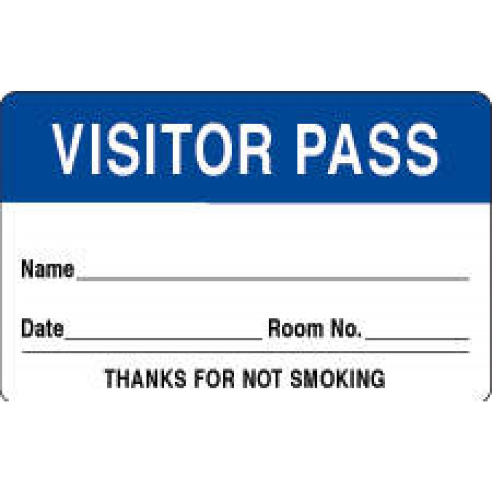 Visitor Pass Label Paper Removable Visitor Pass Name 1 1/2" Core 2 3/4 " X 1 3/4" Dark Blue 1000 Per Roll