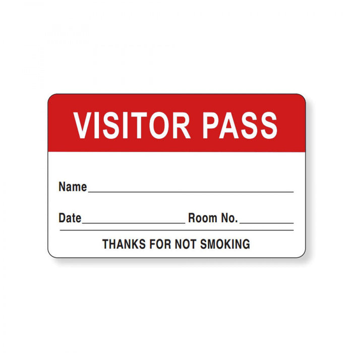 Visitor Pass Label Paper Removable Visitor Pass Name 1 1/2" Core 2 3/4 " X 1 3/4" Red 1000 Per Roll