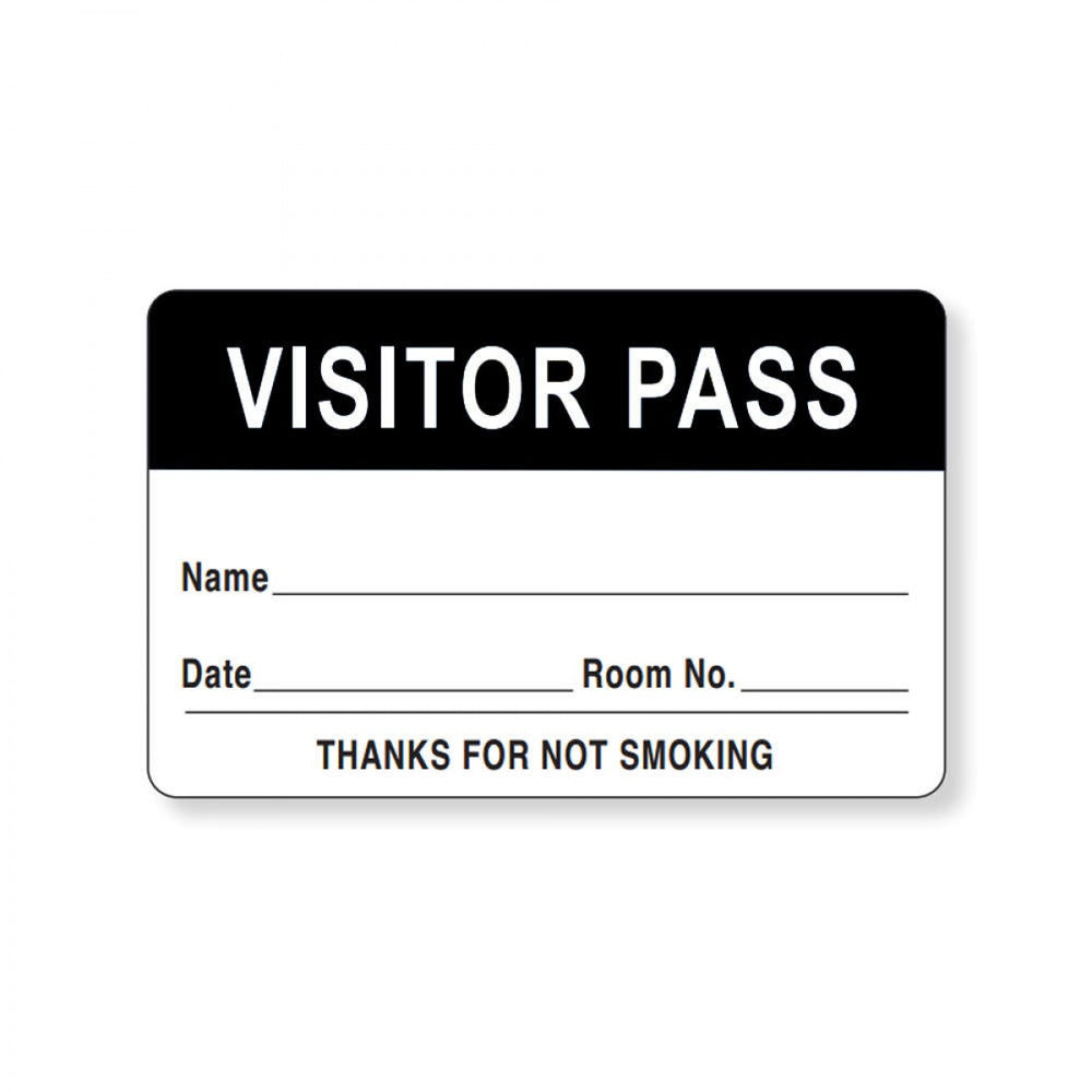 Visitor Pass Label Paper Removable Visitor Pass Name 1 1/2" Core 2 3/4 " X 1 3/4" Black 1000 Per Roll