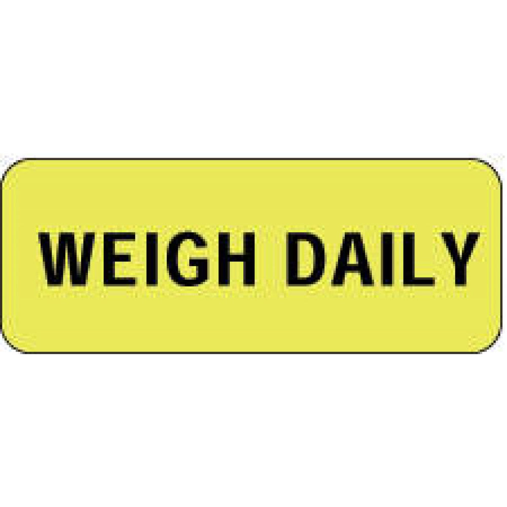 Label Paper Permanent Weigh Daily 2 1/4" X 7/8" Fl. Yellow 1000 Per Roll