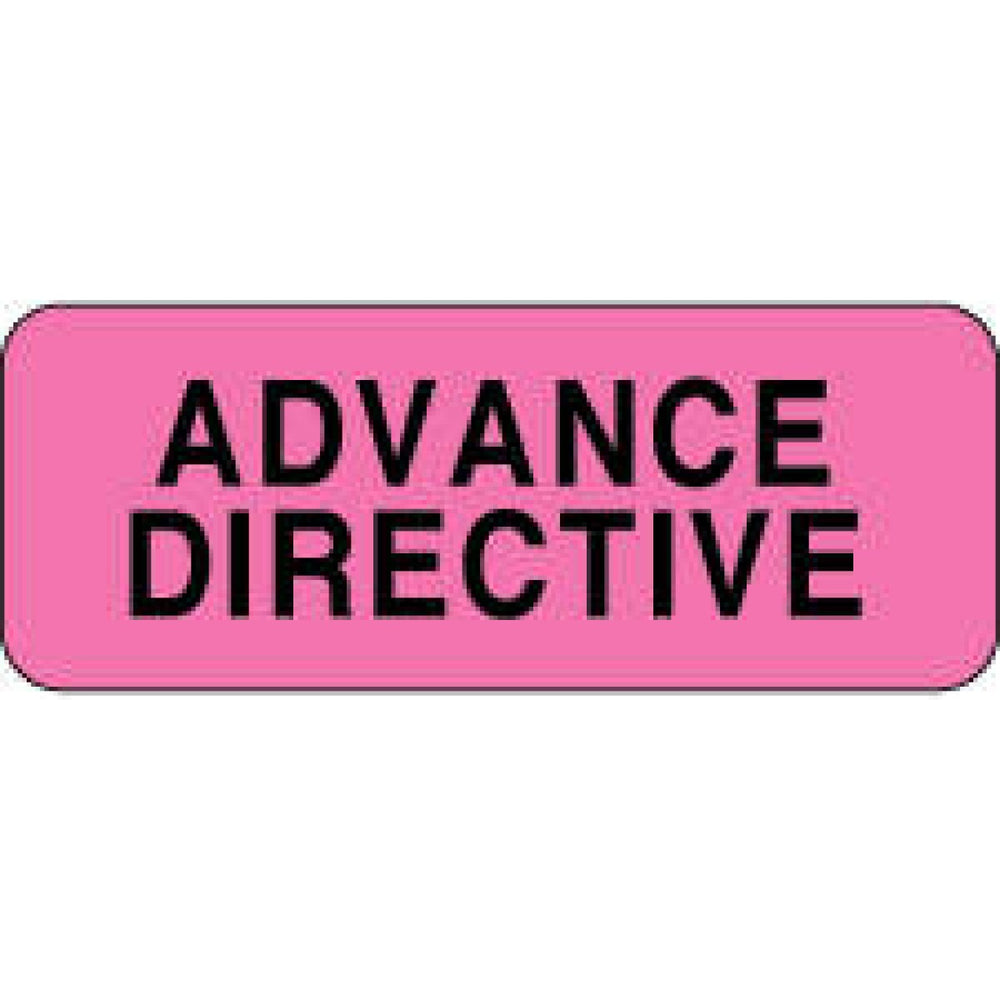 Label Paper Permanent Advance Directive 2 1/4" X 7/8" Fl. Pink 1000 Per Roll